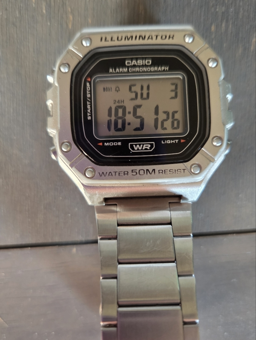 Casio Illuminator Silver Digital Watch - Stainless Steel - Picture 2 of 5